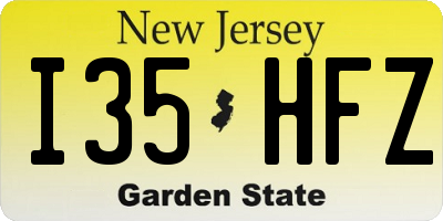 NJ license plate I35HFZ