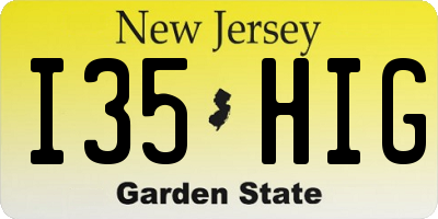 NJ license plate I35HIG