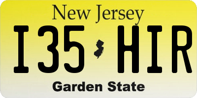 NJ license plate I35HIR