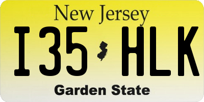 NJ license plate I35HLK