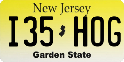 NJ license plate I35HOG