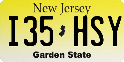 NJ license plate I35HSY