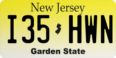 NJ license plate I35HWN