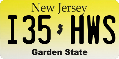 NJ license plate I35HWS