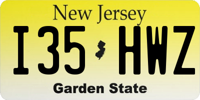 NJ license plate I35HWZ