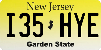 NJ license plate I35HYE