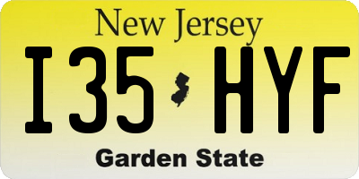 NJ license plate I35HYF