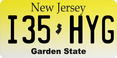 NJ license plate I35HYG