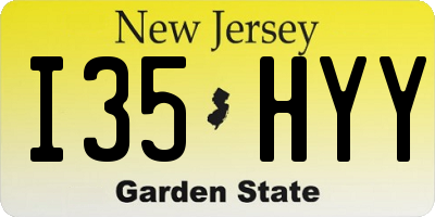 NJ license plate I35HYY
