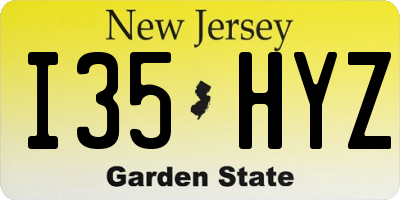 NJ license plate I35HYZ