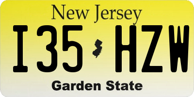 NJ license plate I35HZW