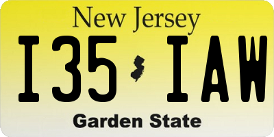 NJ license plate I35IAW