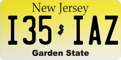 NJ license plate I35IAZ