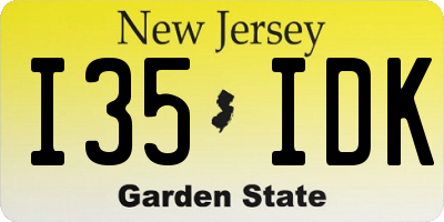 NJ license plate I35IDK