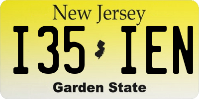 NJ license plate I35IEN
