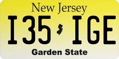 NJ license plate I35IGE