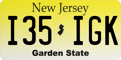 NJ license plate I35IGK
