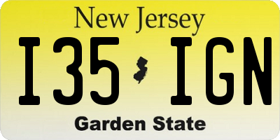 NJ license plate I35IGN