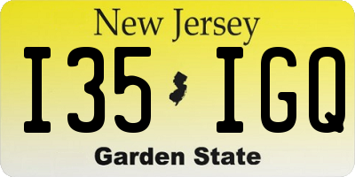 NJ license plate I35IGQ