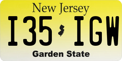 NJ license plate I35IGW