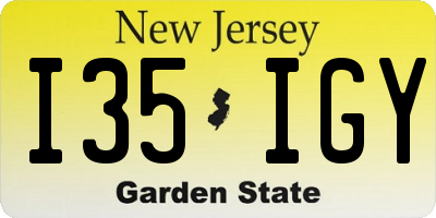 NJ license plate I35IGY