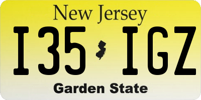 NJ license plate I35IGZ