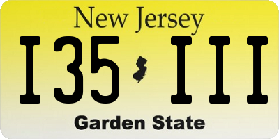 NJ license plate I35III