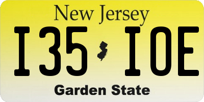 NJ license plate I35IOE