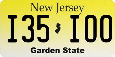 NJ license plate I35IOO