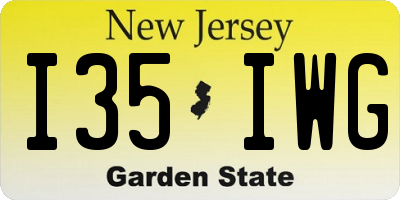 NJ license plate I35IWG