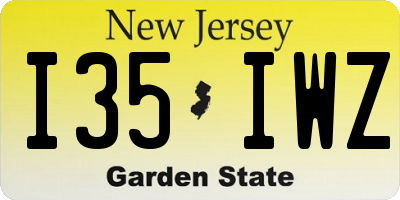 NJ license plate I35IWZ