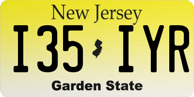 NJ license plate I35IYR