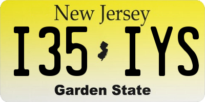 NJ license plate I35IYS