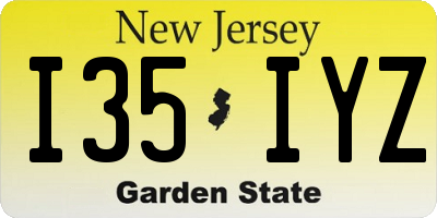 NJ license plate I35IYZ