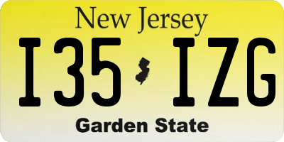 NJ license plate I35IZG
