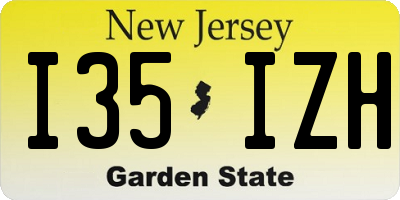 NJ license plate I35IZH