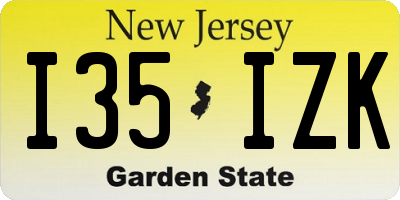 NJ license plate I35IZK