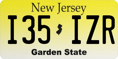 NJ license plate I35IZR