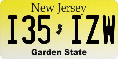 NJ license plate I35IZW