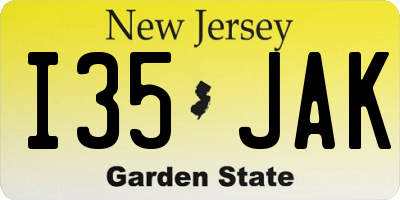 NJ license plate I35JAK