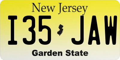 NJ license plate I35JAW