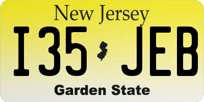 NJ license plate I35JEB