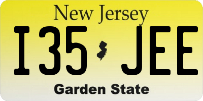 NJ license plate I35JEE