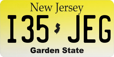 NJ license plate I35JEG