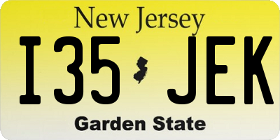 NJ license plate I35JEK