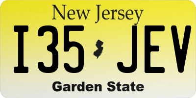 NJ license plate I35JEV