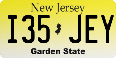 NJ license plate I35JEY