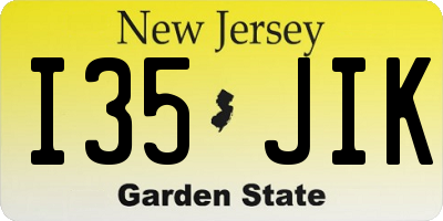 NJ license plate I35JIK