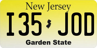 NJ license plate I35JOD