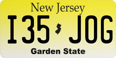 NJ license plate I35JOG
